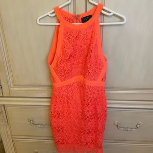 ASTR size small bright coral sleeveless dress with lace flowers
